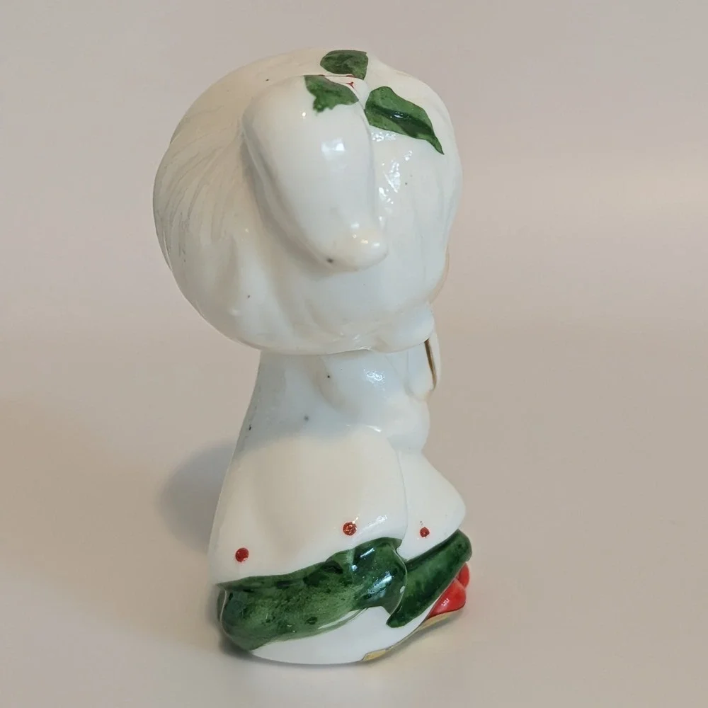 Vintage Christmas Girl With Present Miniature 2